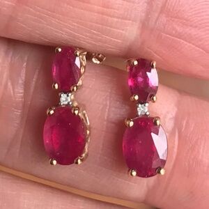 Stunning 10K Gold Rhodolite Door Knocker Earrings